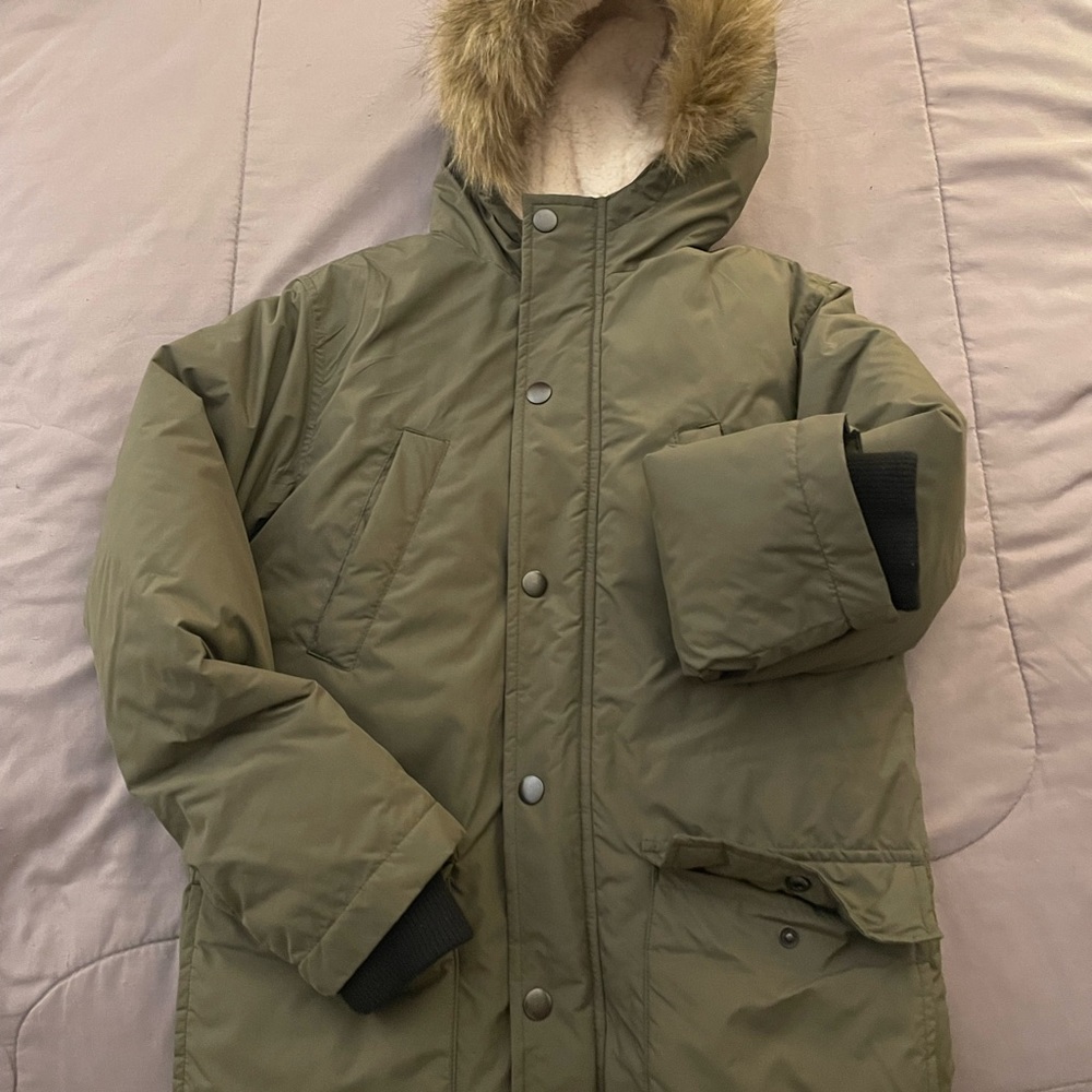 Boys Old Navy Olive Green colored Sherpa Lined Coat